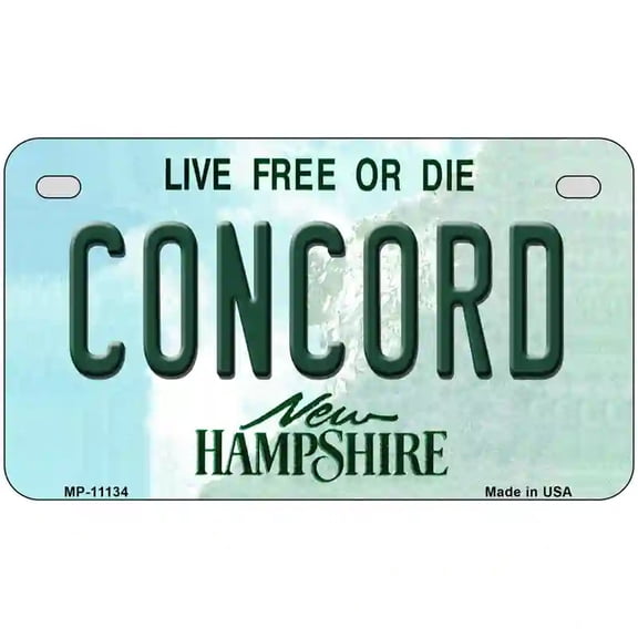 Concord New Hampshire State License Plate 7" x 4" Motorcycle (MP)