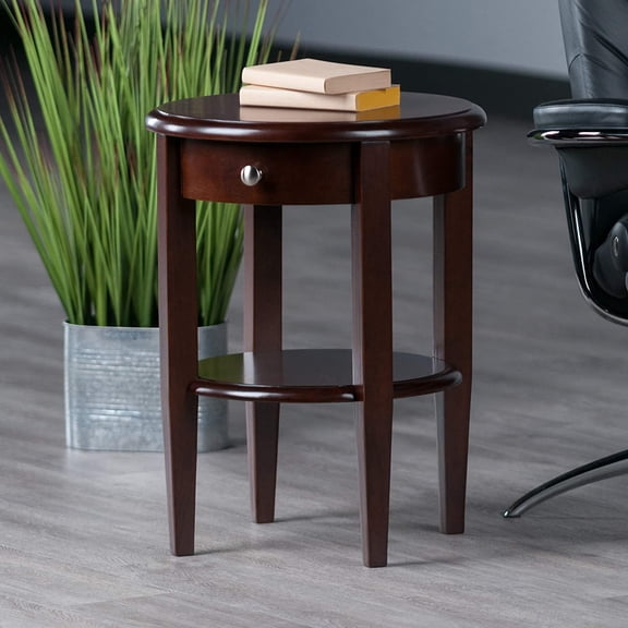 Concord Occasional Table Small End Table with Shelf Storage Antique Walnut Finish for Living Room Decor