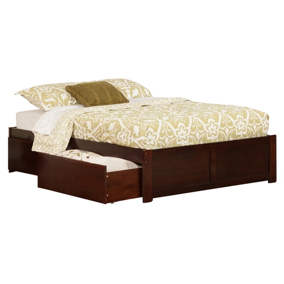 Concord Platform Bed with Flat Panel Foot Board and 2 Urban Bed Drawers, Multiple Colors, Multiple Sizes