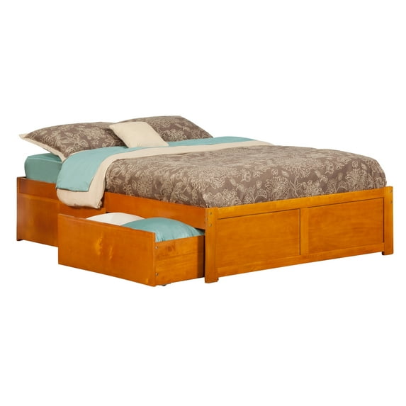 Concord Platform Bed with Flat Panel Foot Board and 2 Urban Bed Drawers, Multiple Colors, Multiple Sizes