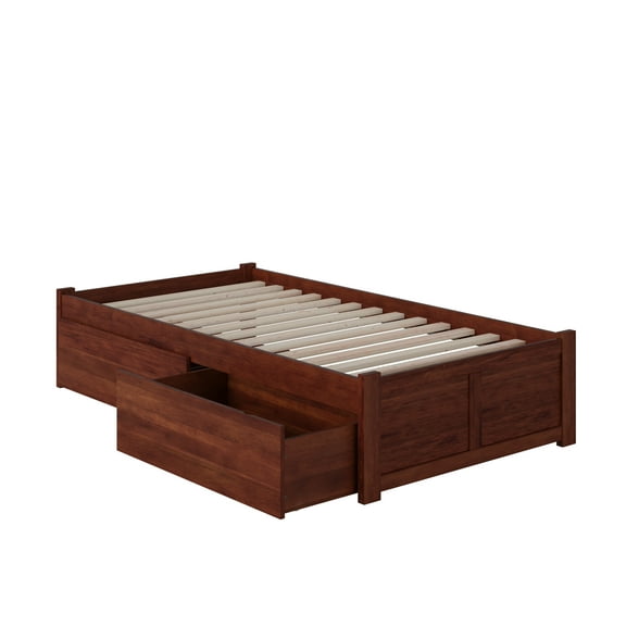 Concord Platform Bed with Flat Panel Foot Board and 2 Urban Bed Drawers, Multiple Colors, Multiple Sizes