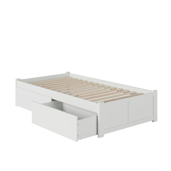 Concord Platform Bed with Flat Panel Foot Board and 2 Urban Bed Drawers, Multiple Colors, Multiple Sizes