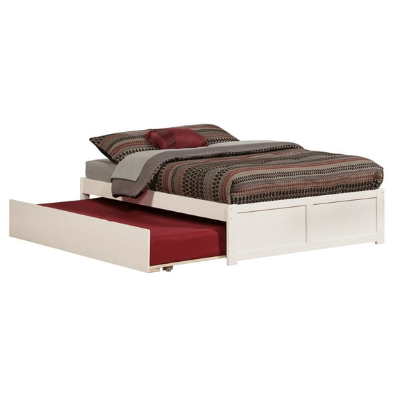 Concord Platform Bed with Flat Panel Foot Board and Twin Size Urban Trundle Bed, Multiple Colors, Multiple Sizes