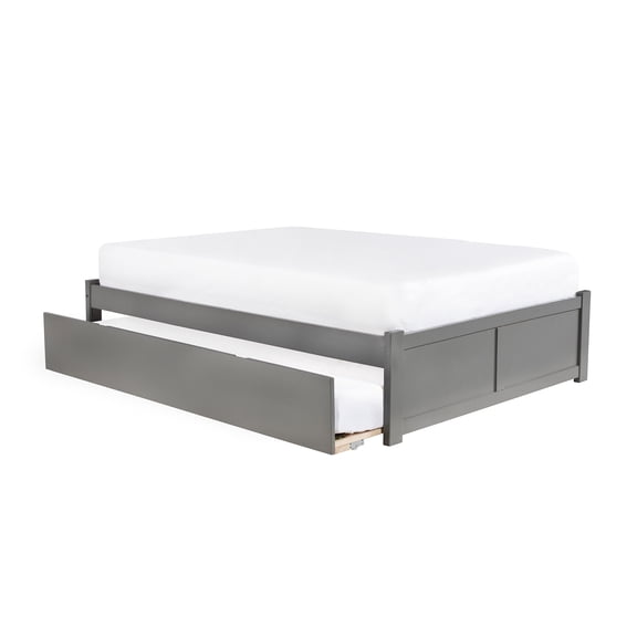 Concord Platform Bed with Flat Panel Foot Board and Twin Size Urban Trundle Bed, Multiple Colors, Multiple Sizes