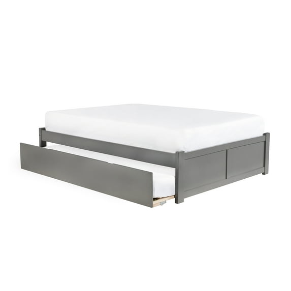 Concord Platform Bed with Flat Panel Foot Board and Twin Size Urban Trundle Bed, Multiple Colors, Multiple Sizes