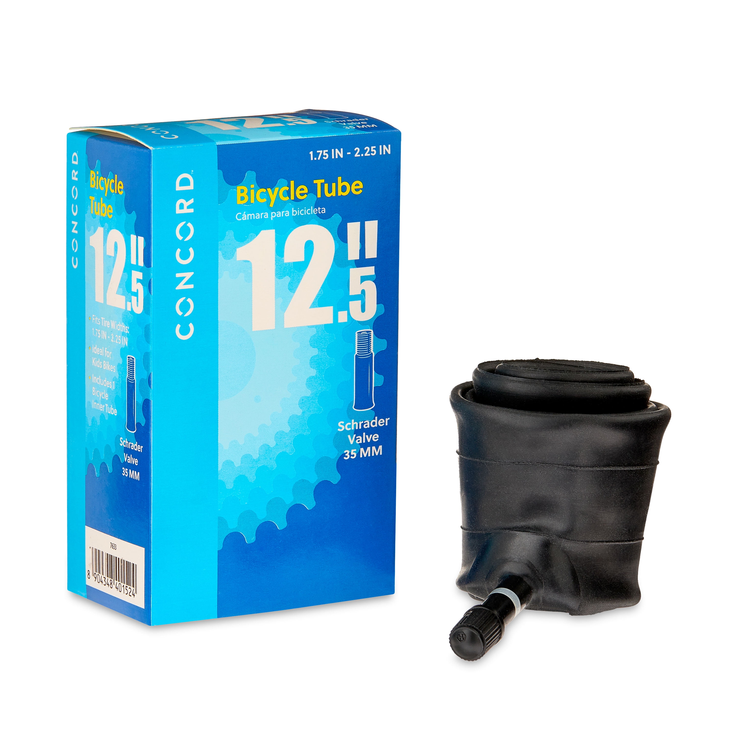 Concord Replacement Bicycle Inner Tube, 12.5", Schrader Valve