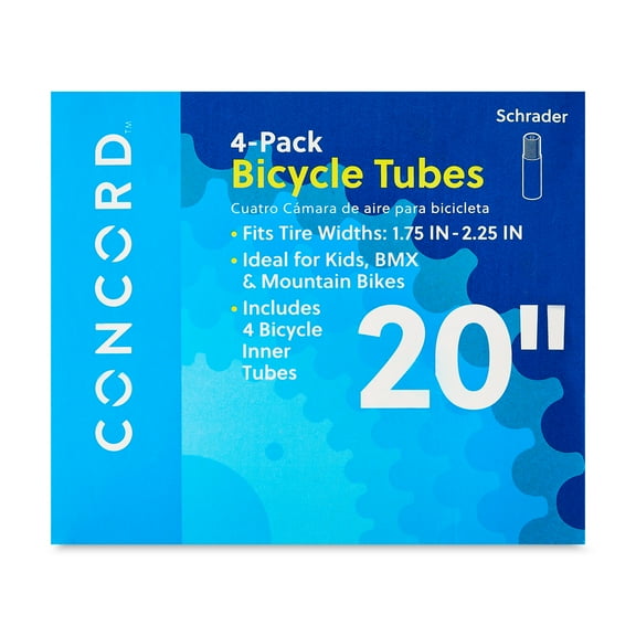 Concord Replacement Bicycle Inner Tubes, 20", 4 Pack, Schrader Valve