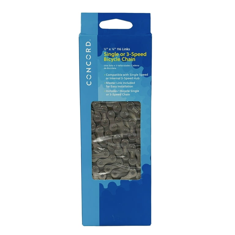 Concord Bikes Steel Replacement Chain for Single and 3-Speed Bikes