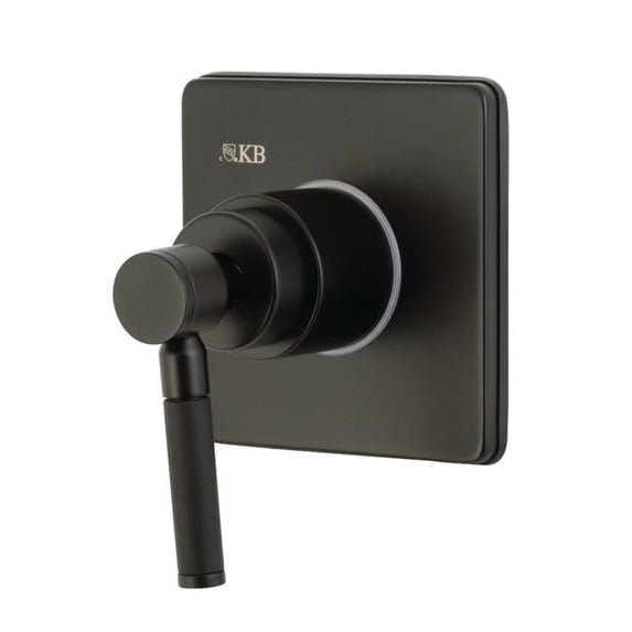 Concord Three-Way Diverter Valve with Single Handle & Square Plate, Matte Black