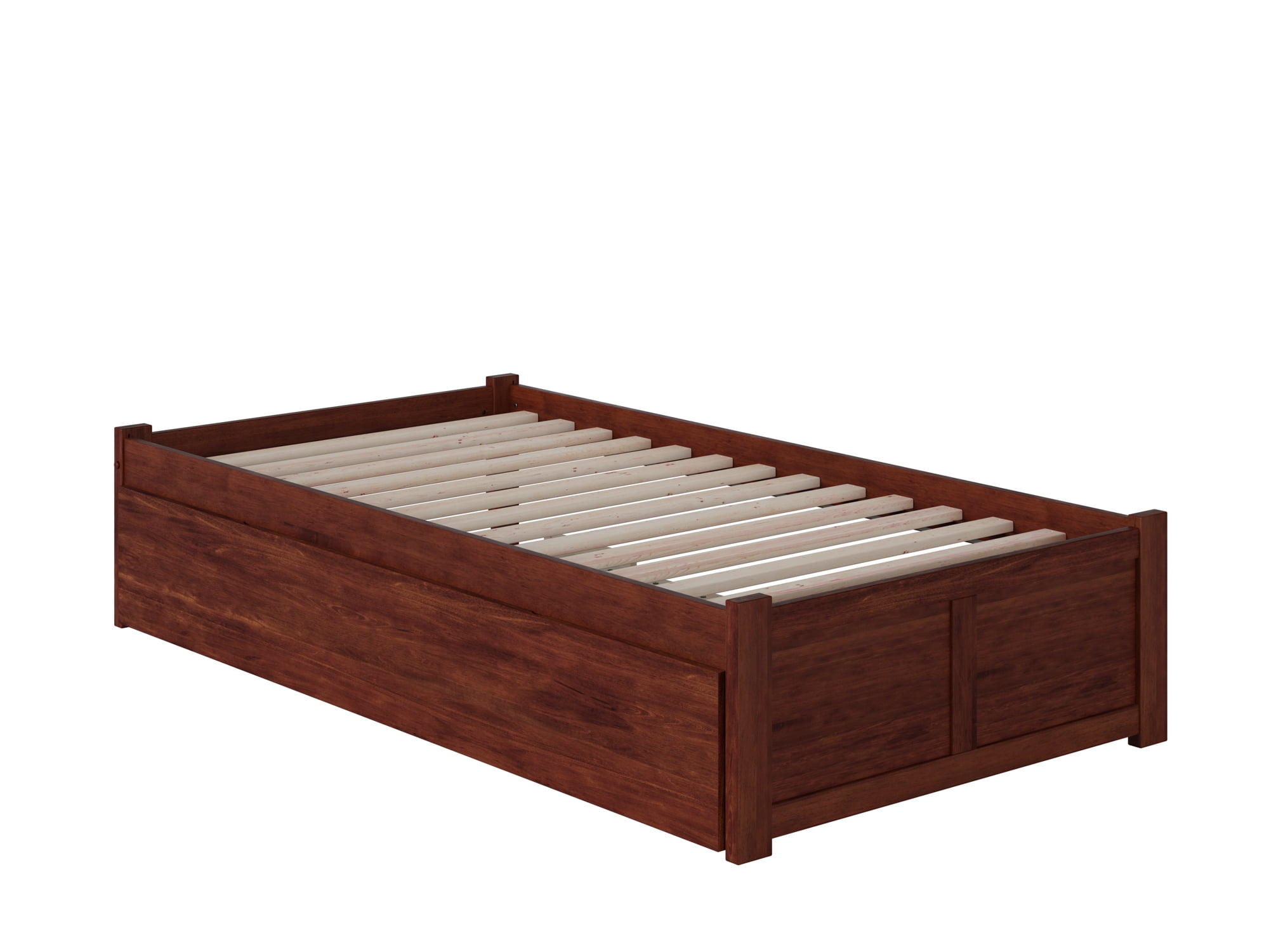 Concord Twin XL Platform Bed with Trundle in Walnut Finish