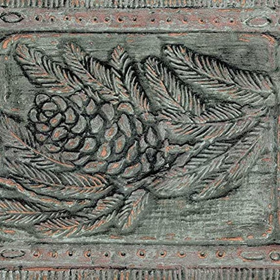 Concord Wallcoverings Artistic Pinecones Wallpaper Border for Living Room Bedroom Kitchen, Colors Brown Tan and Dark Green, Size 7 Inch by 15 Ft RST2562