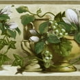 thumbnail image 1 of Concord Wallcoverings Decorative Wallpaper Border Featuring Ceramic Pots with Vines and Flowers, Colors Green Beige Brown White, Kitchen or Living Room Wall D?cor, Size 7 Inches by 15 Feet SG30429, 1 of 4