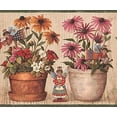 thumbnail image 1 of Concord Wallcoverings Floral Theme Wallpaper Border Featuring Small White Flowers, Beige and Green Background, Ideal for Kitchen Bathroom Bedroom or Living Room, Size 8.87 Inches by 15 Feet BT77073B, 1 of 1