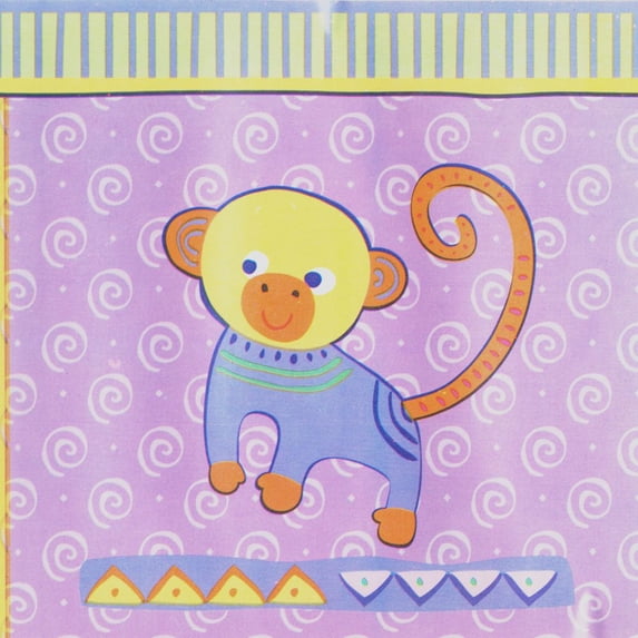 Concord Wallcoverings Peel and Stick Self Adhesive Kids Wallpaper Border, Toys Animals for Play Room Nursery Room, Blue Yellow Green Lilac, 15 ft by 5 in 2194W