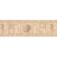 thumbnail image 1 of Concord Wallcoverings Prepasted Wallpaper Border Featuring Faux Bricks Pattern with Seahorse and Seashell Color Beige Size 7 Inch by 15 ft MKB5094, 1 of 1