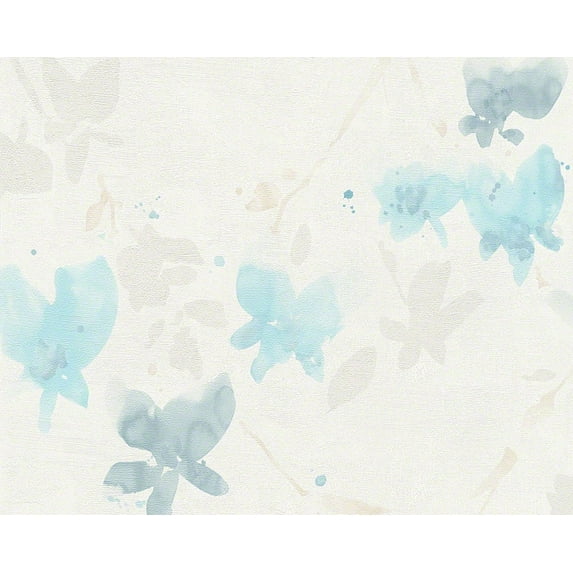 Concord Wallcoverings. Textured Wallpaper Abstract Featuring Floral Design, Beige Blue Gray, 21 In x 33 Ft (56 sq. ft), 952845