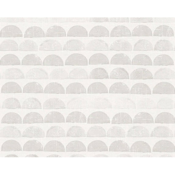 Concord Wallcoverings Textured Wallpaper Geometric Featuring Half Circle Shapes, Cream Grey, 21 In x 33 Ft (56 sq. ft), 342443