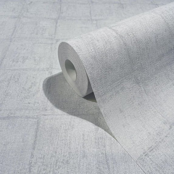 Concord Wallcoverings Textured Wallpaper Tile Squares Tile, Grey Silver Blue, 21 In x 33 Ft (56 sq. ft), 33969