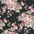 thumbnail image 1 of Concord Wallcoverings Textured Wallpaper damask Featuring rose flowers, Black Bordeaux Green Pink, 21 In x 33 Ft (56 sq. ft), AF37700, 1 of 1