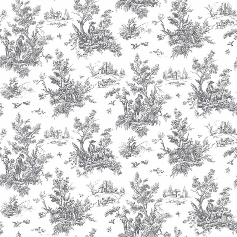 Black Victorian Toile Vinyl Wallpaper Roll