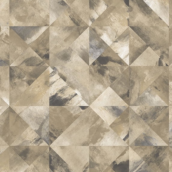Concord Wallcoverings Textured Wallpaper geometric marble, Brown Black Gray, 21 In x 33 Ft (56 sq. ft), FW36821
