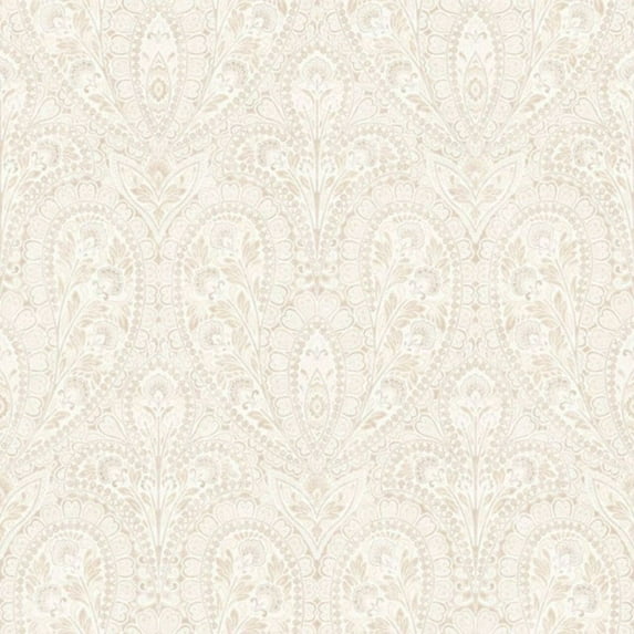 Concord Wallcoverings Textured Wallpaper vintage Featuring Ornaments, Brown White, 21 In x 33 Ft (56 sq. ft), AF37731