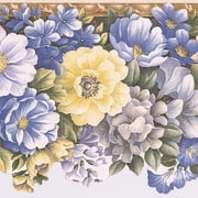 Concord Wallcoverings Vintage Violets Wallpaper Border Featuring Flowers and Leaves, Colors Purple Green White, Size 8.5 Inches by 15 Feet 31012357B