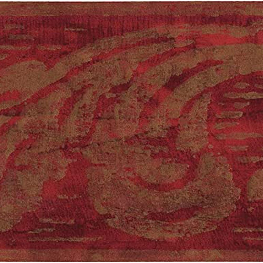 Concord Wallcoverings Wallpaper Border Abstract Pattern Vine Leaves for Kitchen Bedroom, Red Gold, 5.5 Inches for 15 Feet LA3979B
