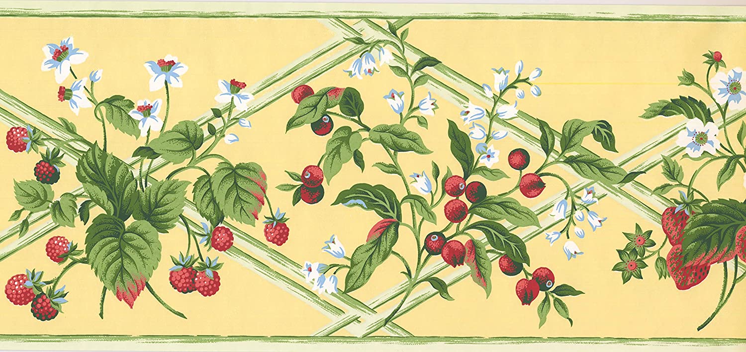 Concord Wallcoverings Wallpaper Border Berry Pattern Strawberries ...
