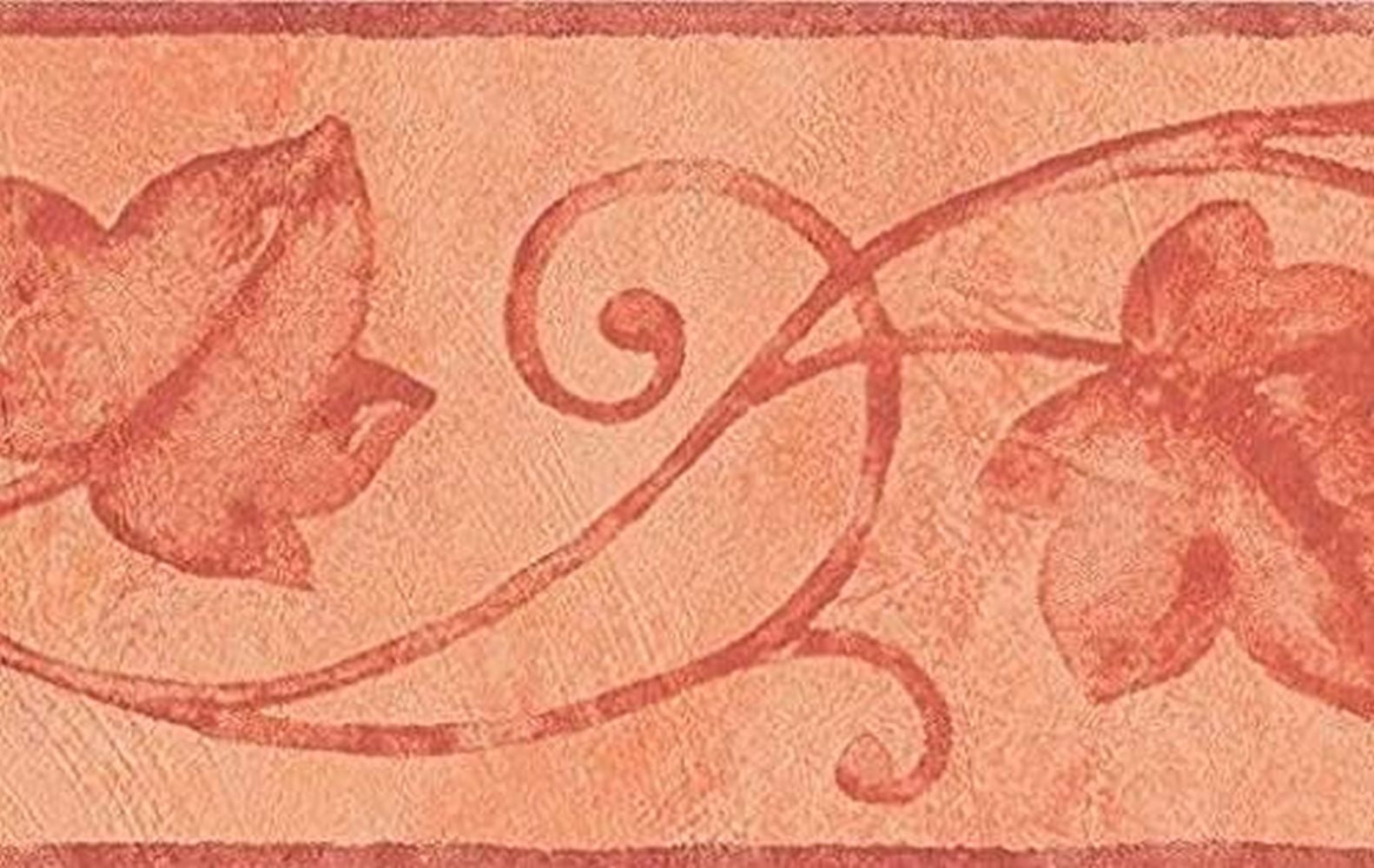 Concord Wallcoverings Wallpaper Border Floral Pattern Leaves Vine for Living Room, Orange Peach , 5.25 Inches by 15 Feet 94214