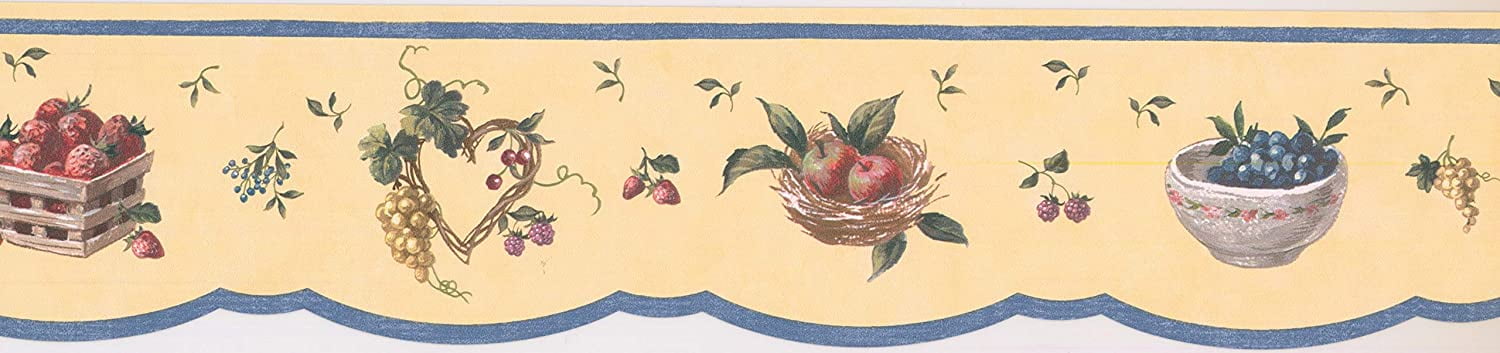 Concord Wallcoverings Wallpaper Border Fruit Pattern Apples Grapes ...