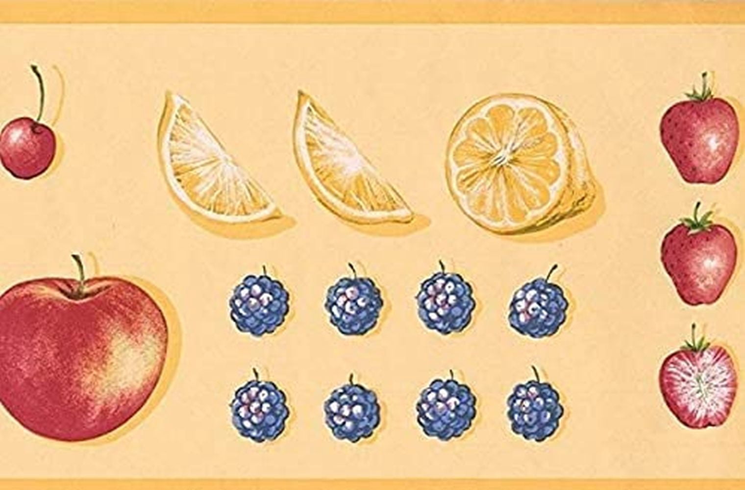 Concord Wallcoverings Wallpaper Border Fruits Pattern Apples Lemons