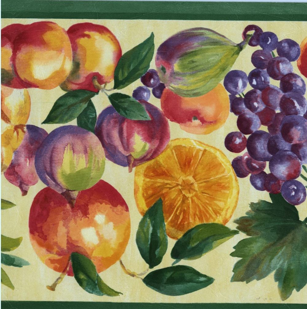 Concord Wallcoverings Wallpaper Border Fruits Pattern Pineapple Apples