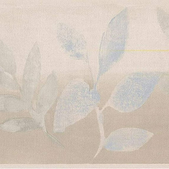 Concord Wallcoverings Wallpaper Border Garden Abstract Pattern Leaves for Living Room Bedroom, Beige Pastel Blue Green, 7 Inches by 15 Feet NT75991