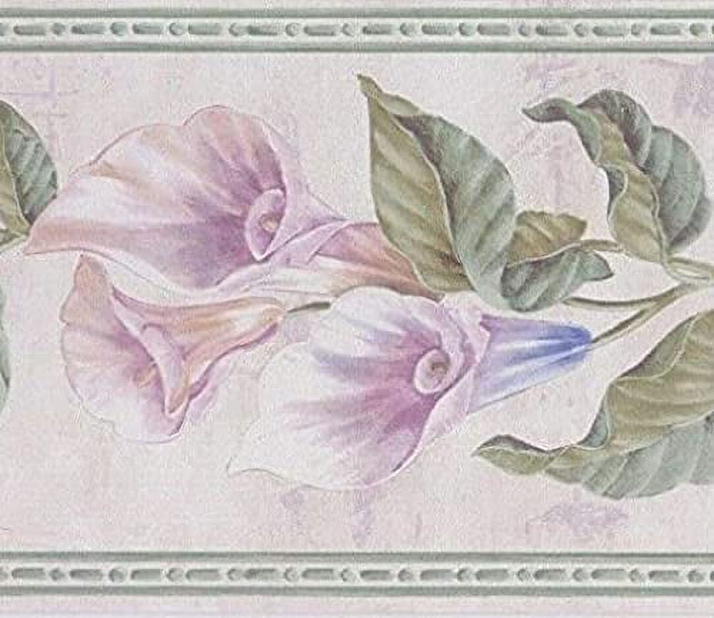 Concord Wallcoverings Wallpaper Border Vine Floral Pattern Lilacs Leaves for Living Room Bedroom, Purple Green Blue, 7 Inches by 15 Feet 5508560