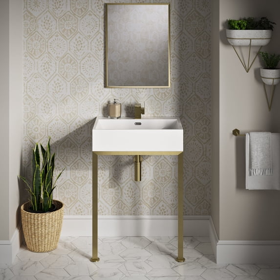Concorde 24" Rectangle Console Sink with Brushed Gold Legs