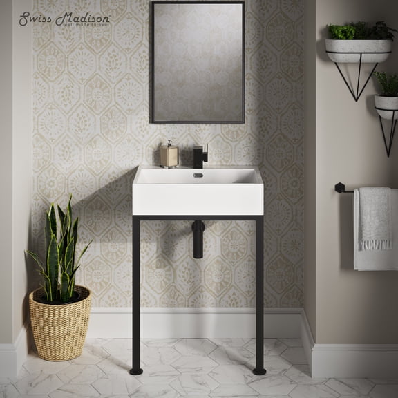 Concorde 24" Rectangle Console Sink with Matte Black Legs