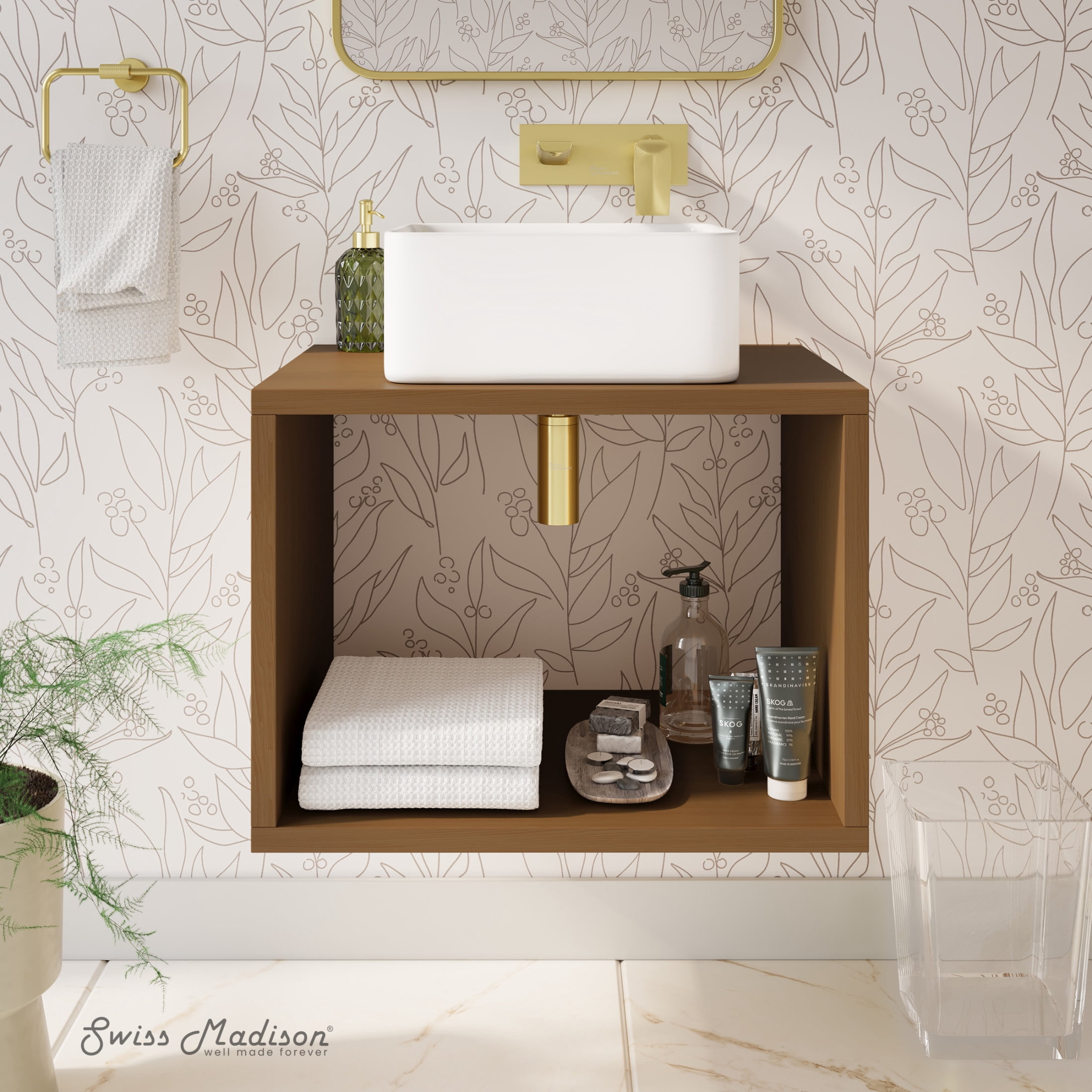 Concorde 24'' Wall-Hung Vanity In Brown Oak