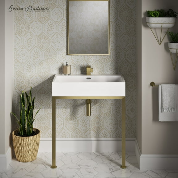 Concorde 30" Rectangle Console Sink with Brushed Gold Legs
