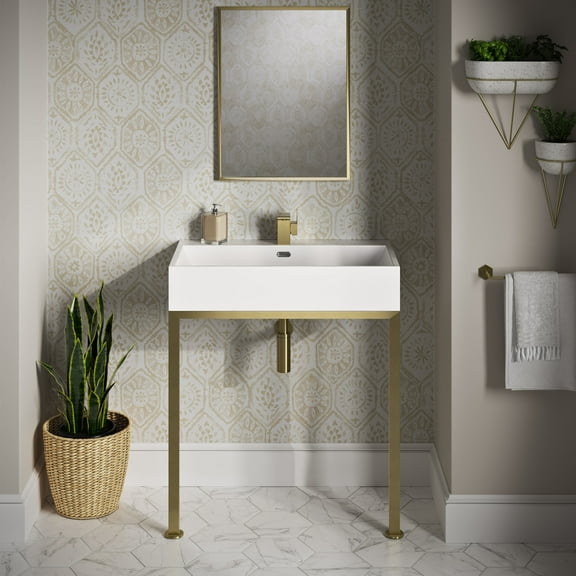 Concorde 30" Rectangle Console Sink with Brushed Gold Legs