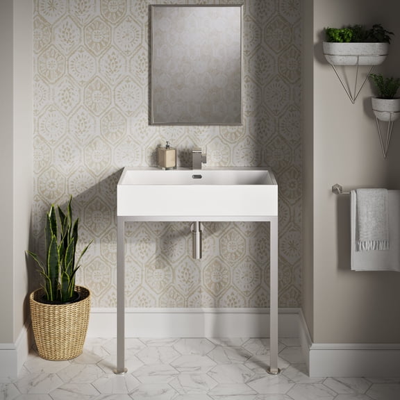 Concorde 30" Rectangle Console Sink with Matte Silver Legs