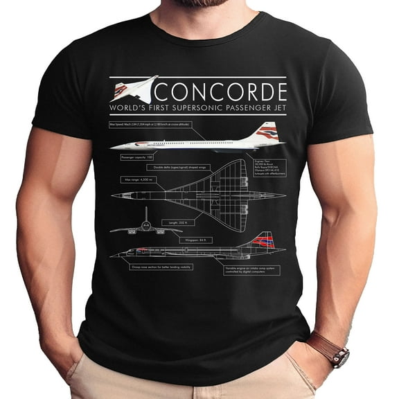 Concorde British Airways Schematic Design T-Shirt-Small