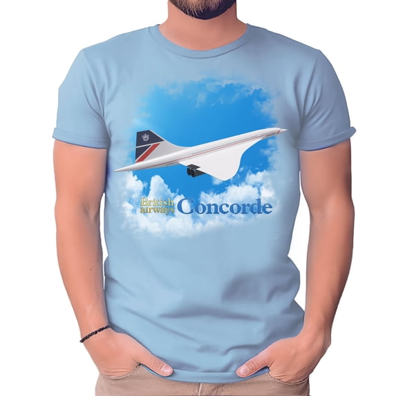 Concorde In The Clouds British Airways Landor Livery Light Blue T-Shirt-5XL