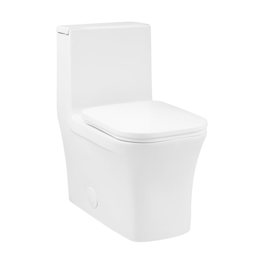 Concorde Glossy White One-Piece Elongated Toilet with Right Side Flush Handle