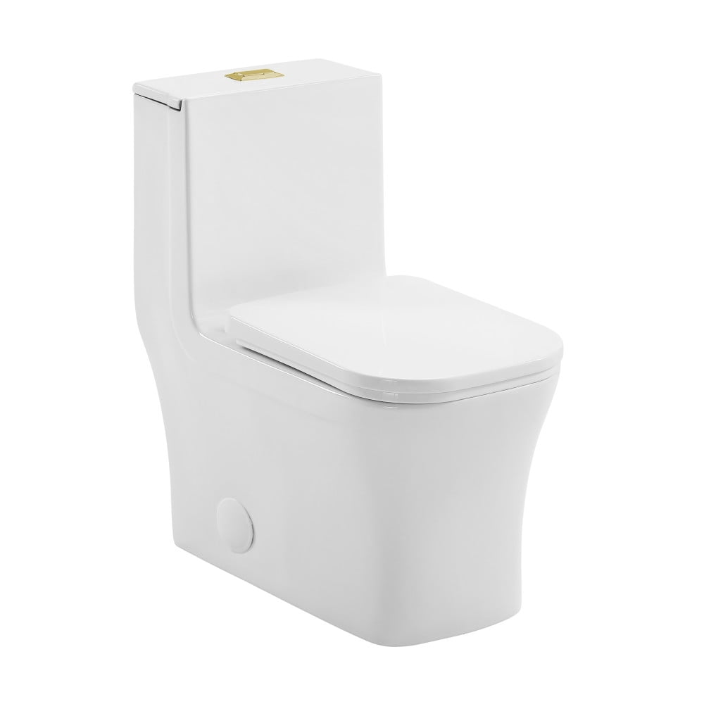 Concorde White One Piece Dual Flush Toilet with Brushed Gold Hardware