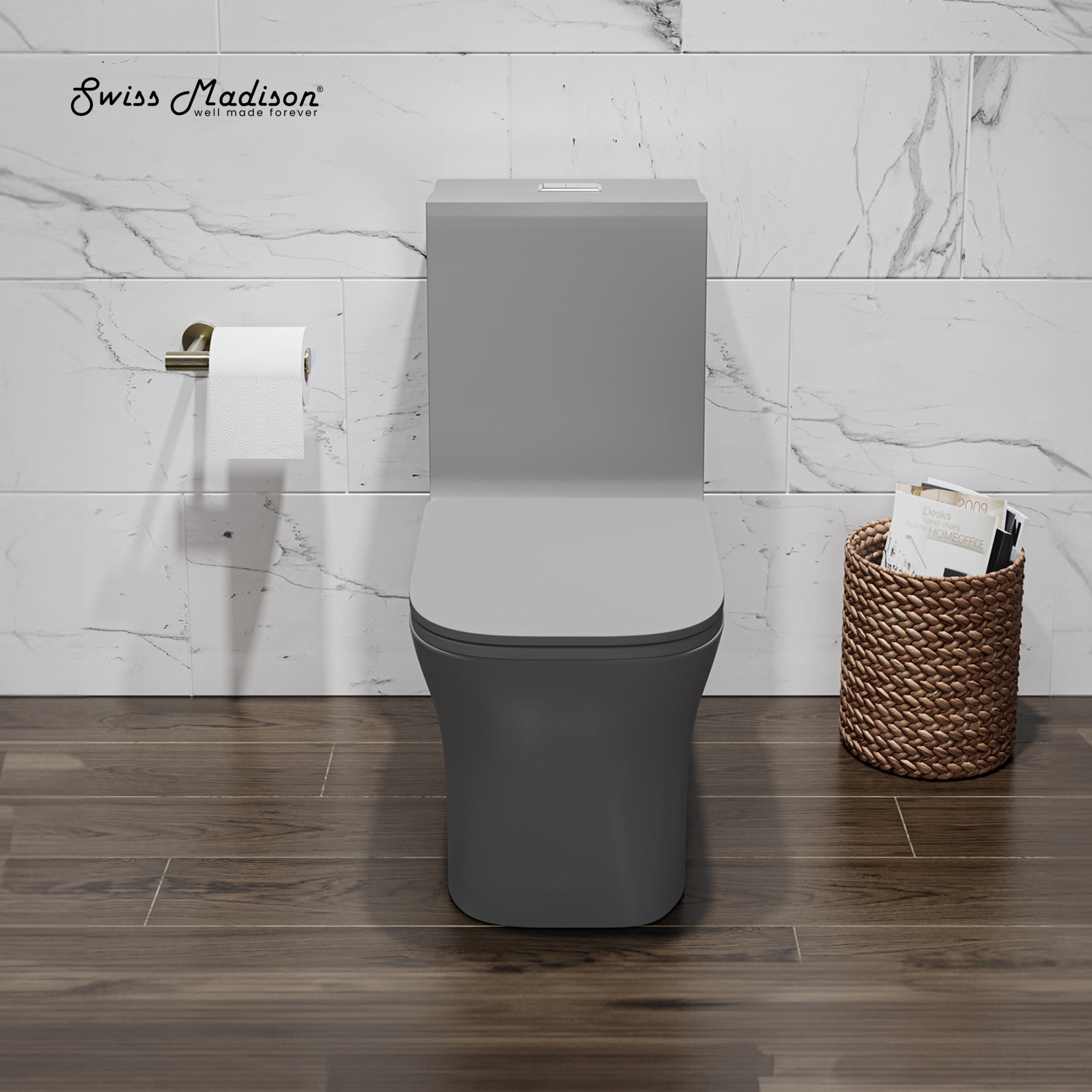 Concorde One Piece Square Toilet Dual Flush in Matte Gray 1.1/1.6 gpf