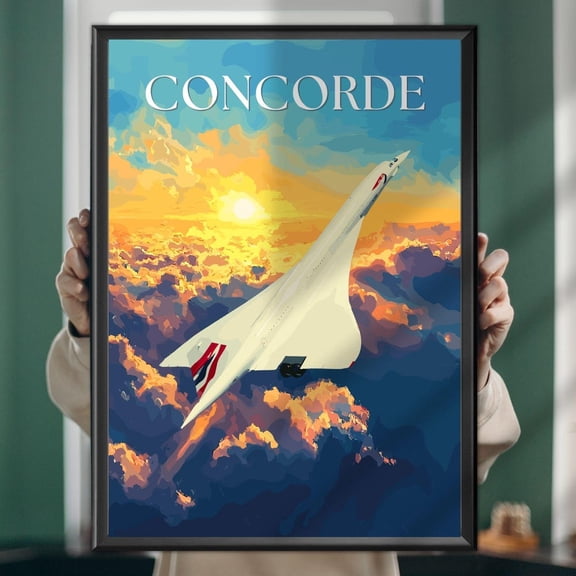 Concorde Poster Supersonic Jet Aviation Wall Art British-French Iconic Aircraft Print UNFRAMED PAPER POSTER, Home Decor, Vintage Gift, Living Room Dercor