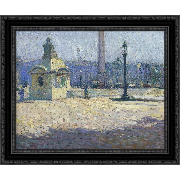 Concorde Square 24x20 Black Ornate Wood Framed Canvas Art by Martin, Henri