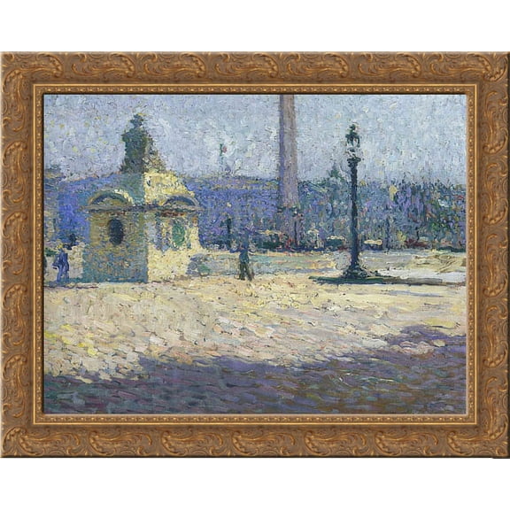 Concorde Square 24x20 Gold Ornate Wood Framed Canvas Art by Martin, Henri