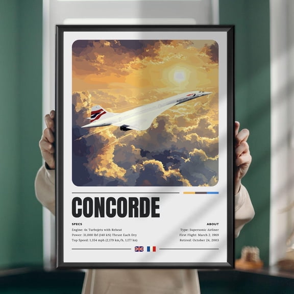 Concorde Supersonic Jet Poster, Aviation History Print, Unframed Paper Poster 8x10in